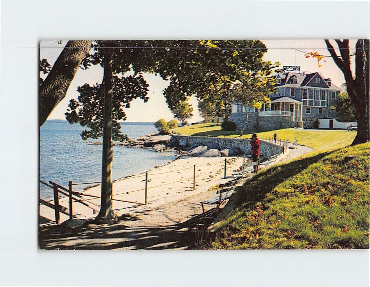 Postcard Sea Wall & Beach Bar Harbor Maine USA