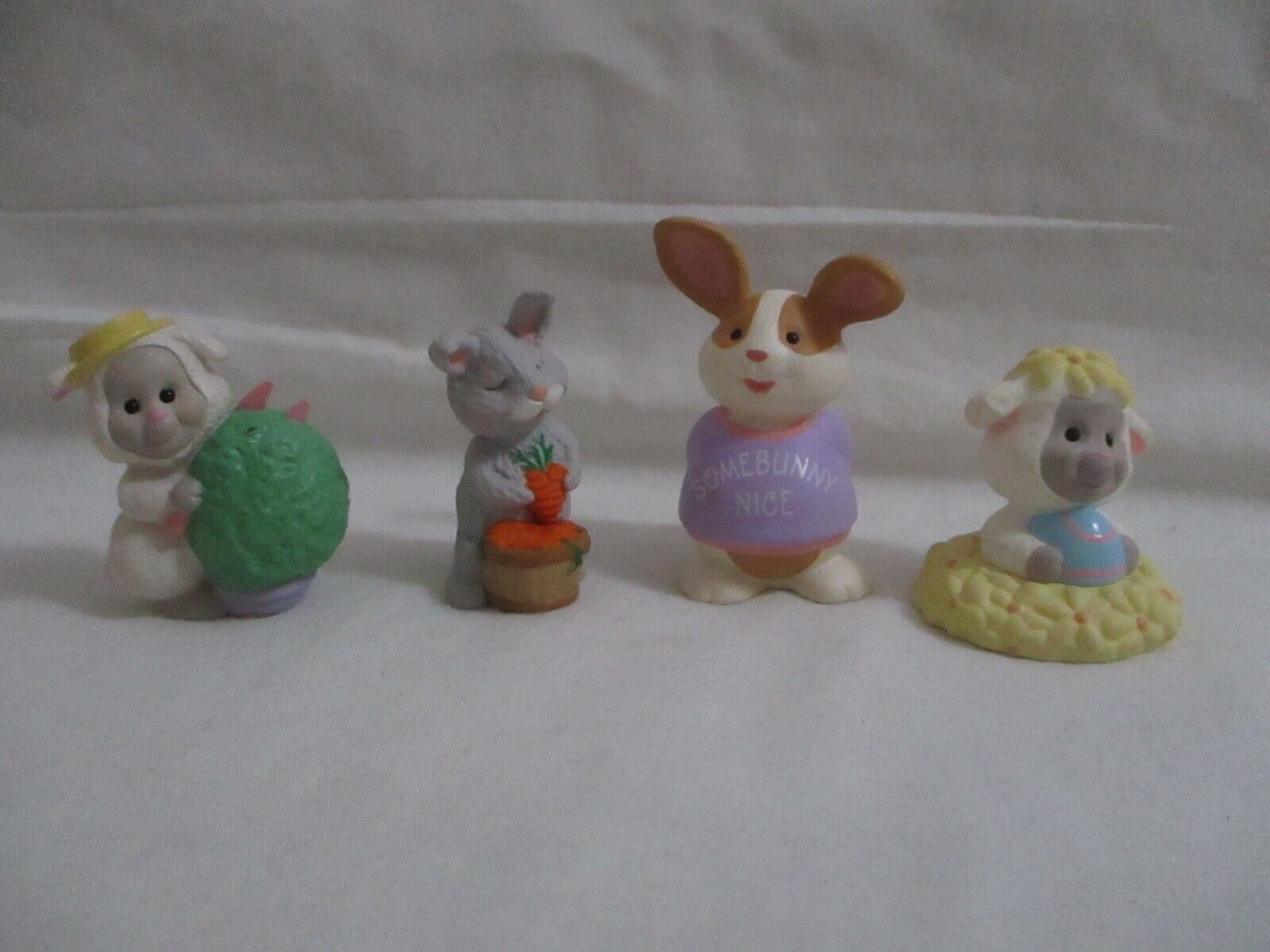 Four Hallmark Merry Miniatures Easter Figures 1990s  w/ orig Stickers