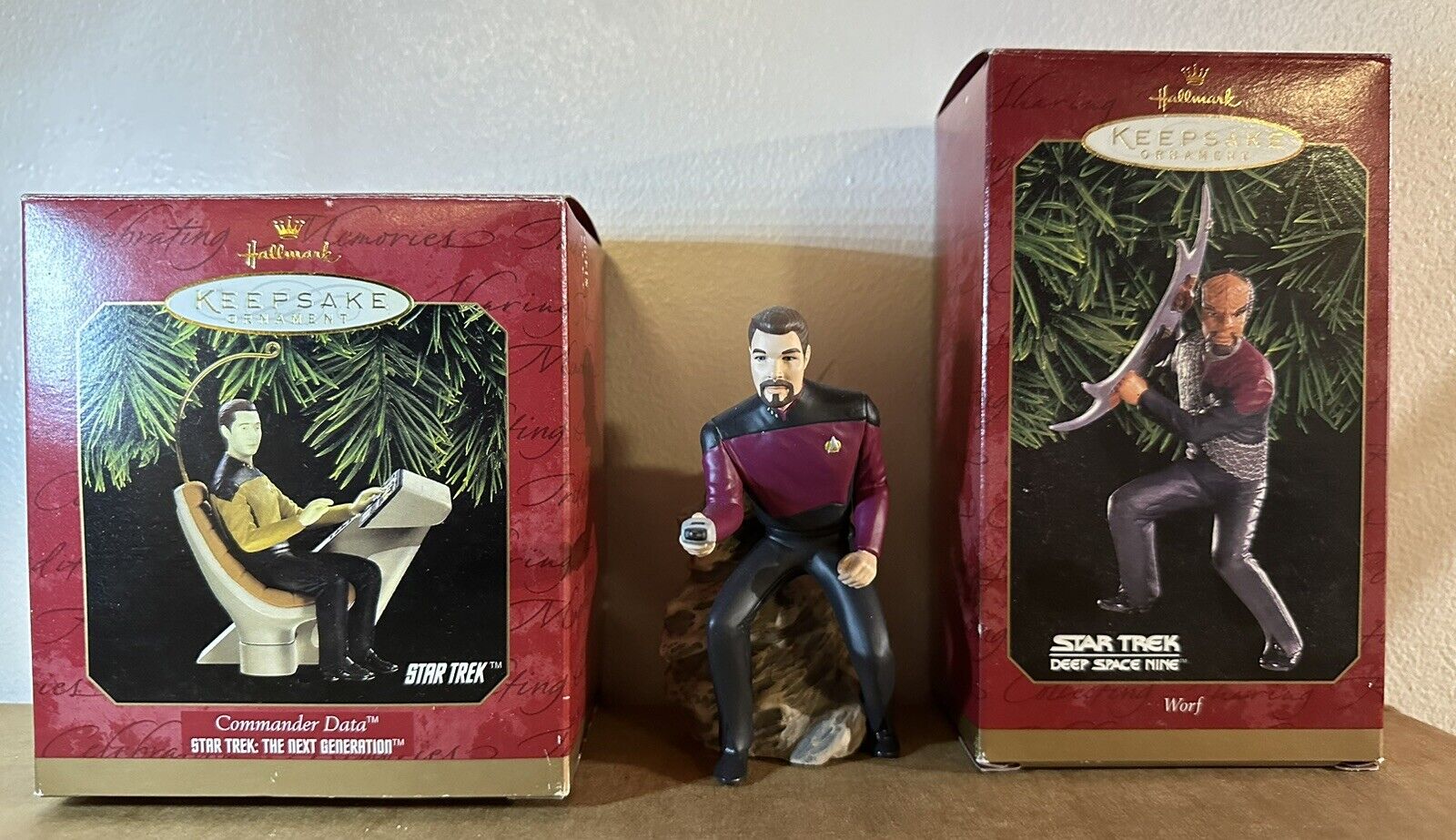 Hallmark Keepsake Ornaments Star Trek Data, Worf, Riker Bundle