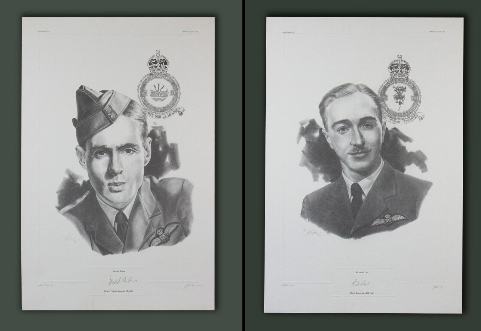 Two [x 2] SIGNED Victoria Cross limited ed prints Bill Reid and Leonard Cheshire