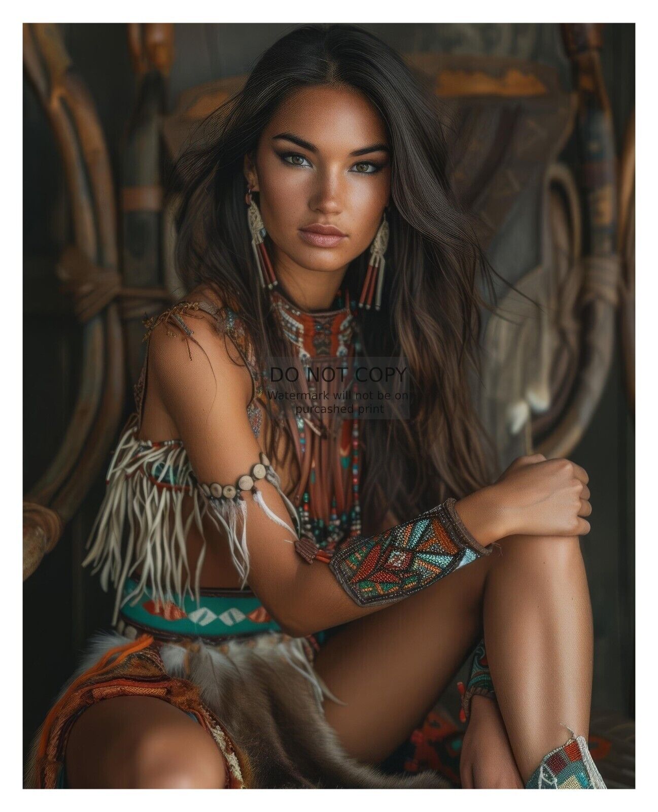 GORGEOUS YOUNG SEXY NATIVE AMERICAN LADY 8X10 FANTASY PHOTO