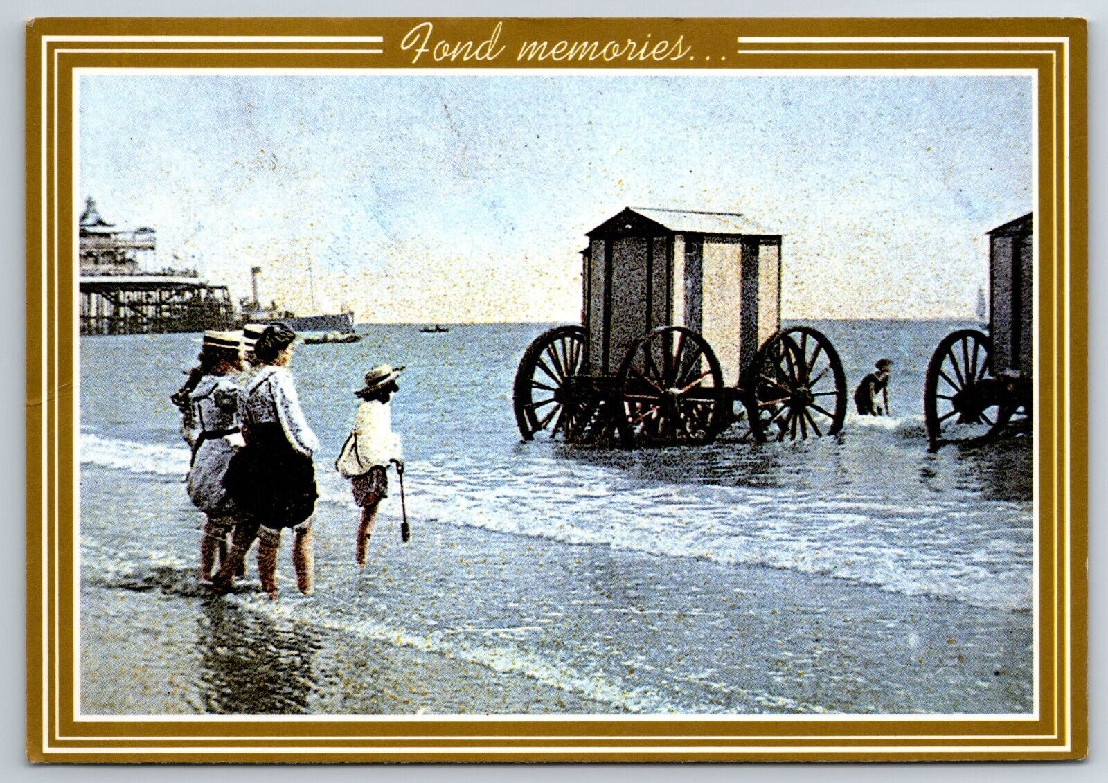 Postcard Fond Memories Bathing Machines circa 1905 Leo Cards 1980s Unposted