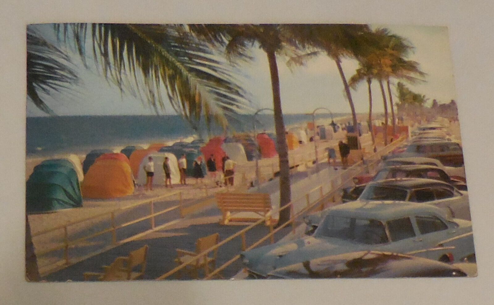 1 Fort Lauderdale Florida Postcard View of The Famous Cabana Lined Beach VTG