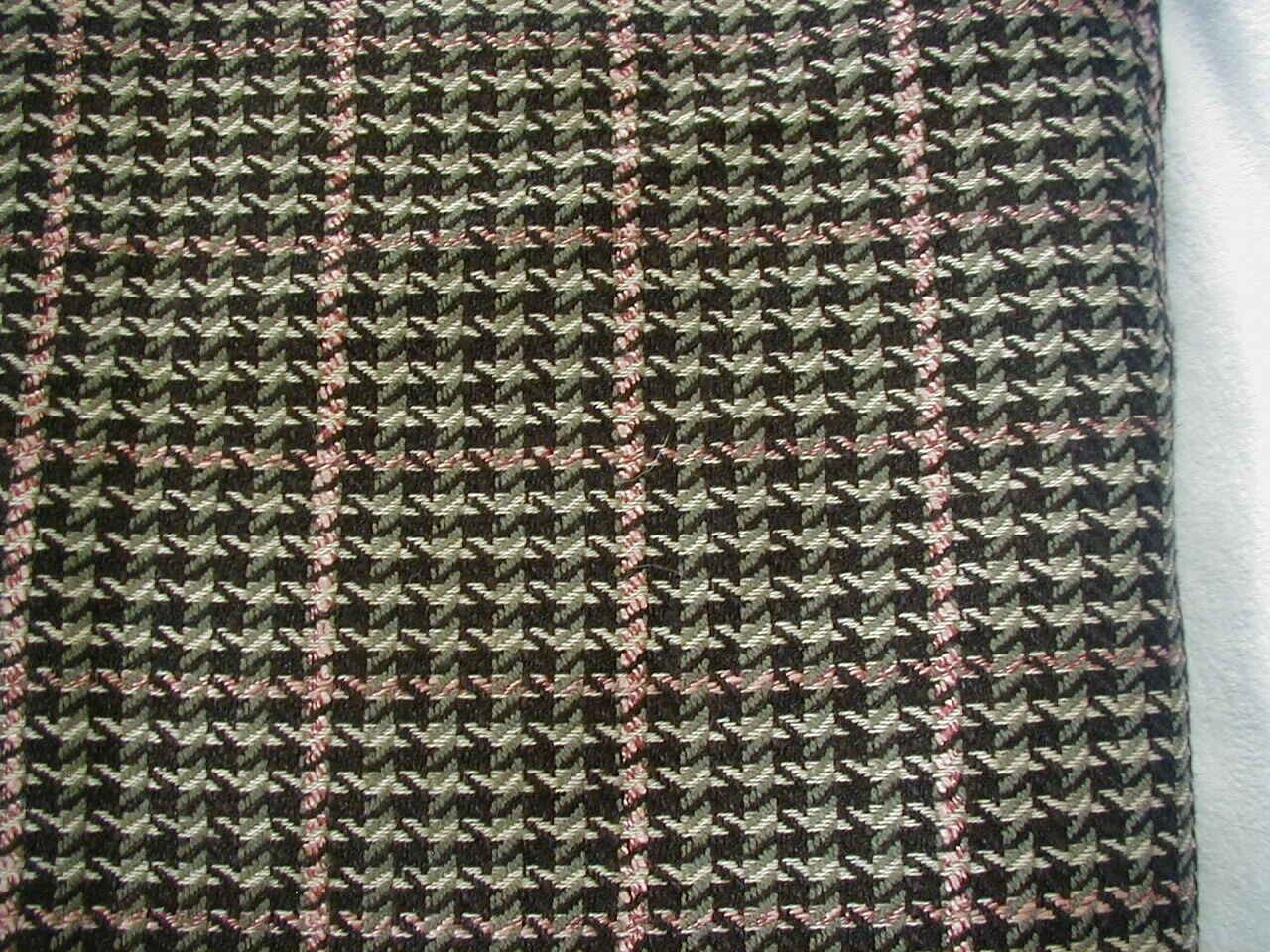 1.7 yards vintage wool blend fabric wool suiting fabric brown pink