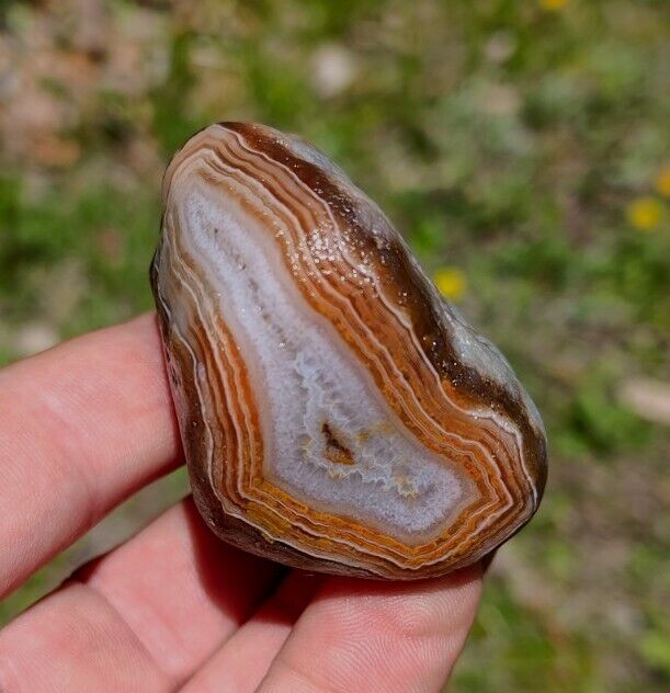 LAKE SUPERIOR AGATE 4.4oz OUTSTANDING ORANGE CANDY BANDED DISPLAY AGATE 