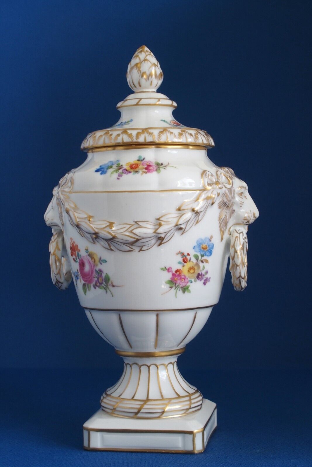 Vintage KPM BERLIN Hand Painted Porcelain Urn Vase LION HANDLE