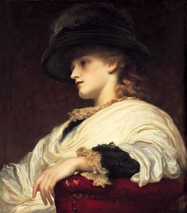 Dream-art Oil painting Lord-Frederic-Leighton-Phoebe beauty young lady noblelady