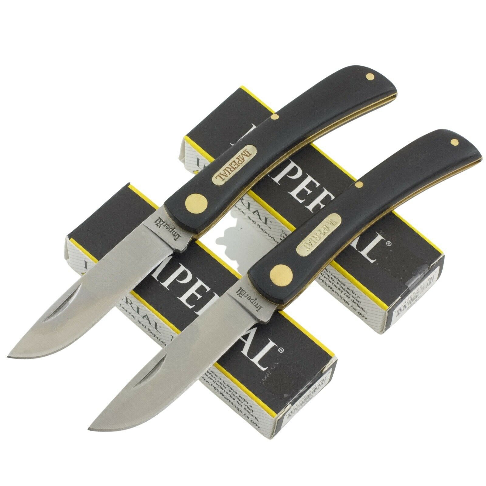 Imperial Schrade Sodbuster Work Folding Pocket Knife IMP22 Set of 2 Black Handle