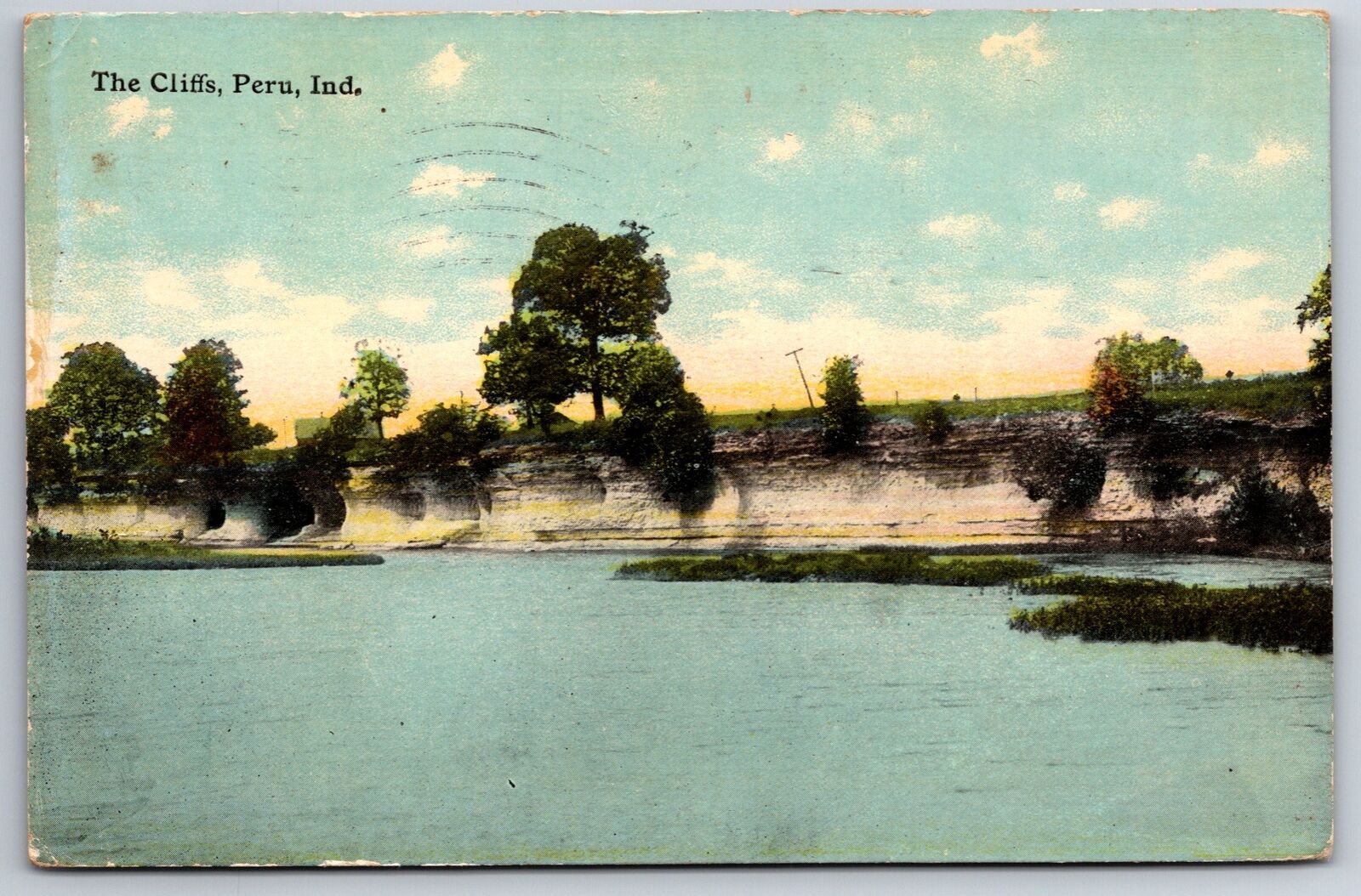 Peru Indiana~Cliffs on the River~Hello Susan~1913 Postcard