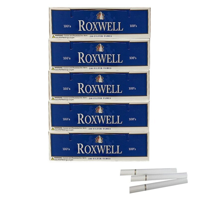 Cigarette Tubes 100mm Size Smooth Blue Pre Rolled 5 Box of 200 Tubes by Roxwell