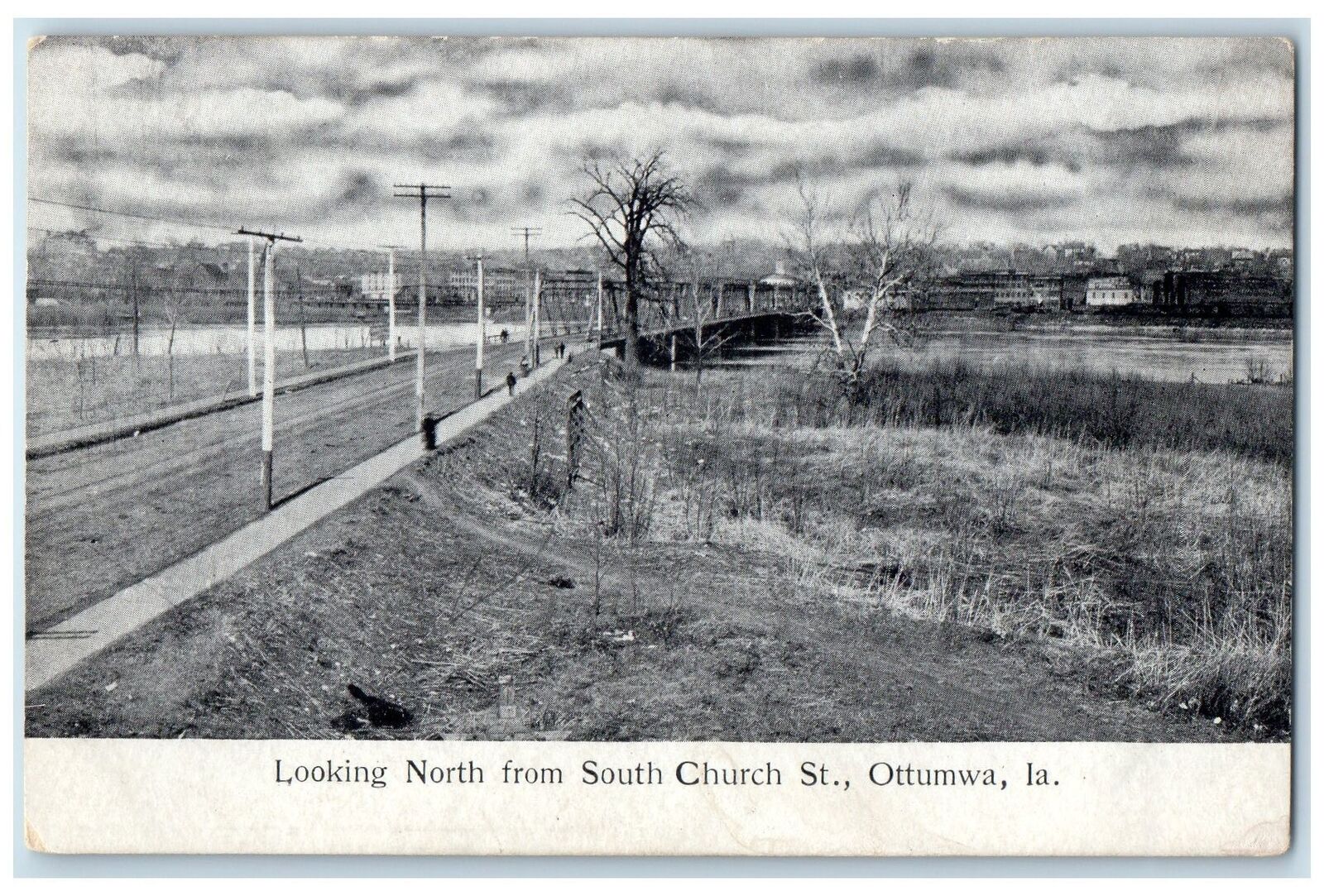c1905's From South Church St. Railway Dirt Road Bridge Ottumwa Iowa Postcard
