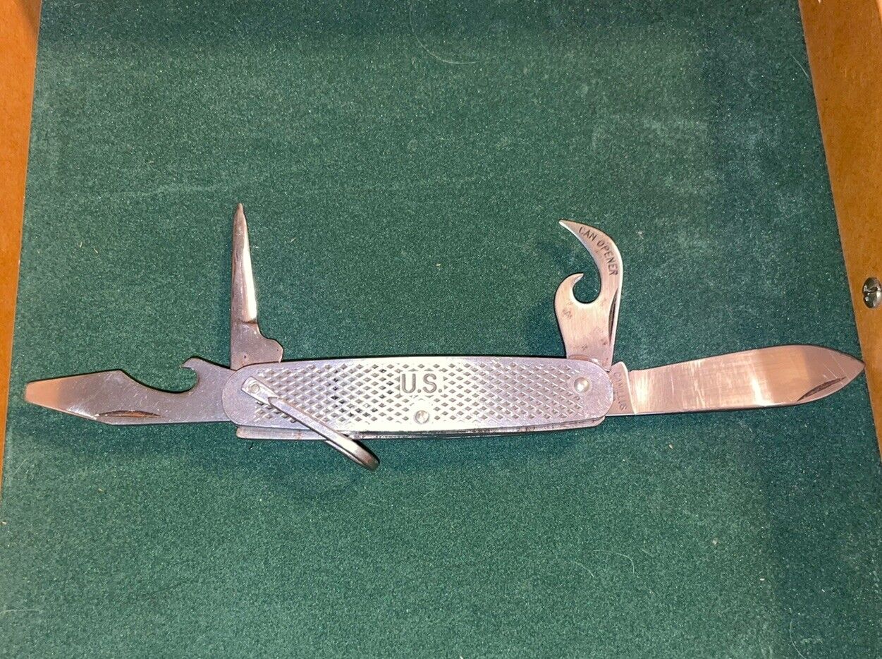 1980 Vintage US Military Camillus Stainless Steel Folding Pocket Knife 4 Blade