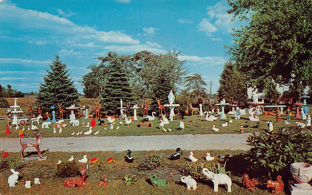 Kent City Michigan MI Cooper\'s Gift Lawn Ornaments Advertising Vintage Postcard