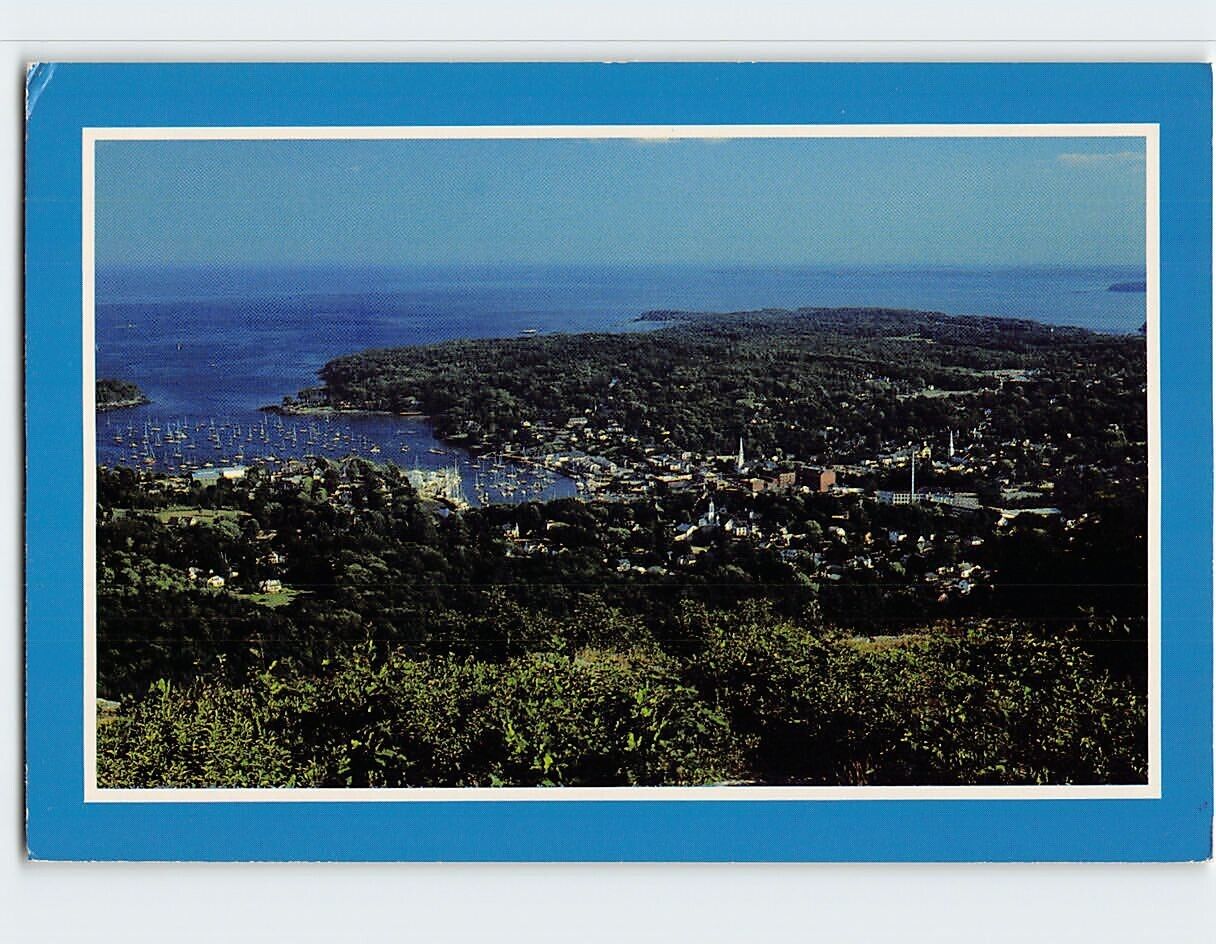 Postcard Aerial View of the Town and Harbor of Camden Maine USA