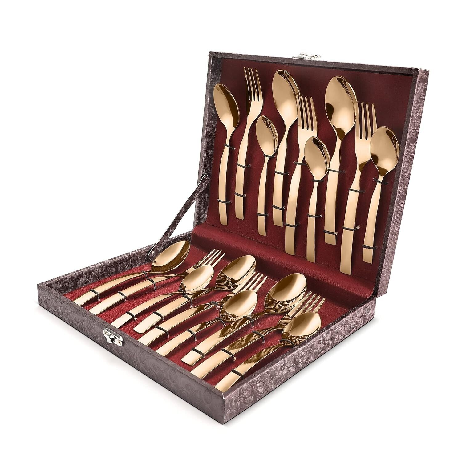 18 pcs Stainless Steel Rose Gold Cutlery  6 Dinner Spoon, 6 Dinner Forks, 6 Teas