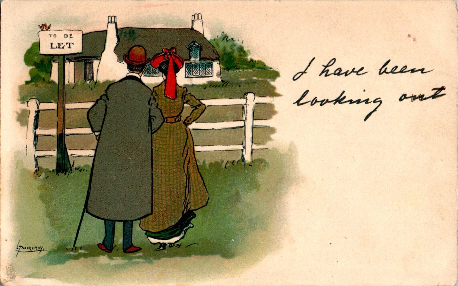 Shopping for Home, 1907 Humor Postcard