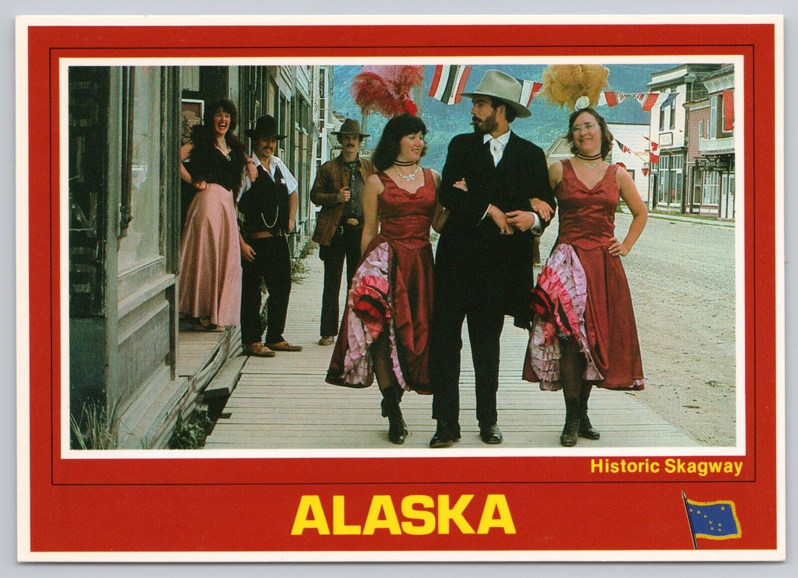 Skagway Alaska, Soapy Smith on Broadway with Brothel Girls, Vintage Postcard