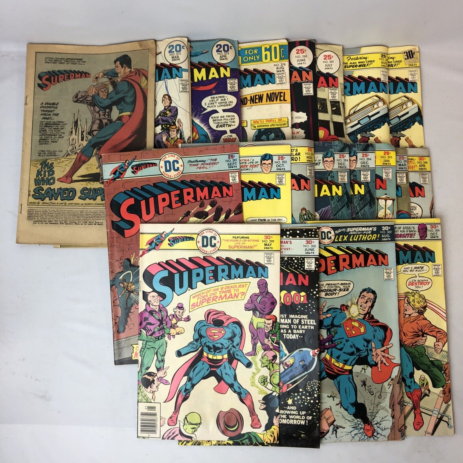 DC Comics: Superman — 1972-1976 Vintage Lot of 20 Comics Includes Issue #300