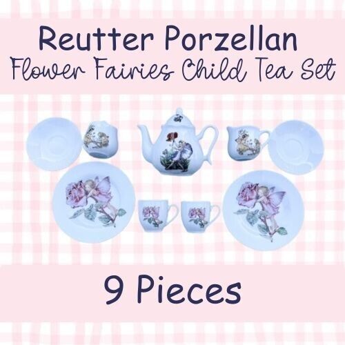 Reutter Porzellan Flower Fairies Child Tea Set with Storage Box - 9 Pieces