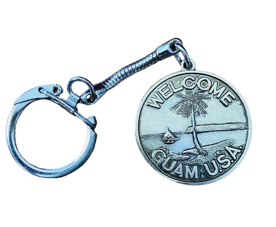Vintage Keychain Welcome Guam USA Tropical Beaches Western Pacific