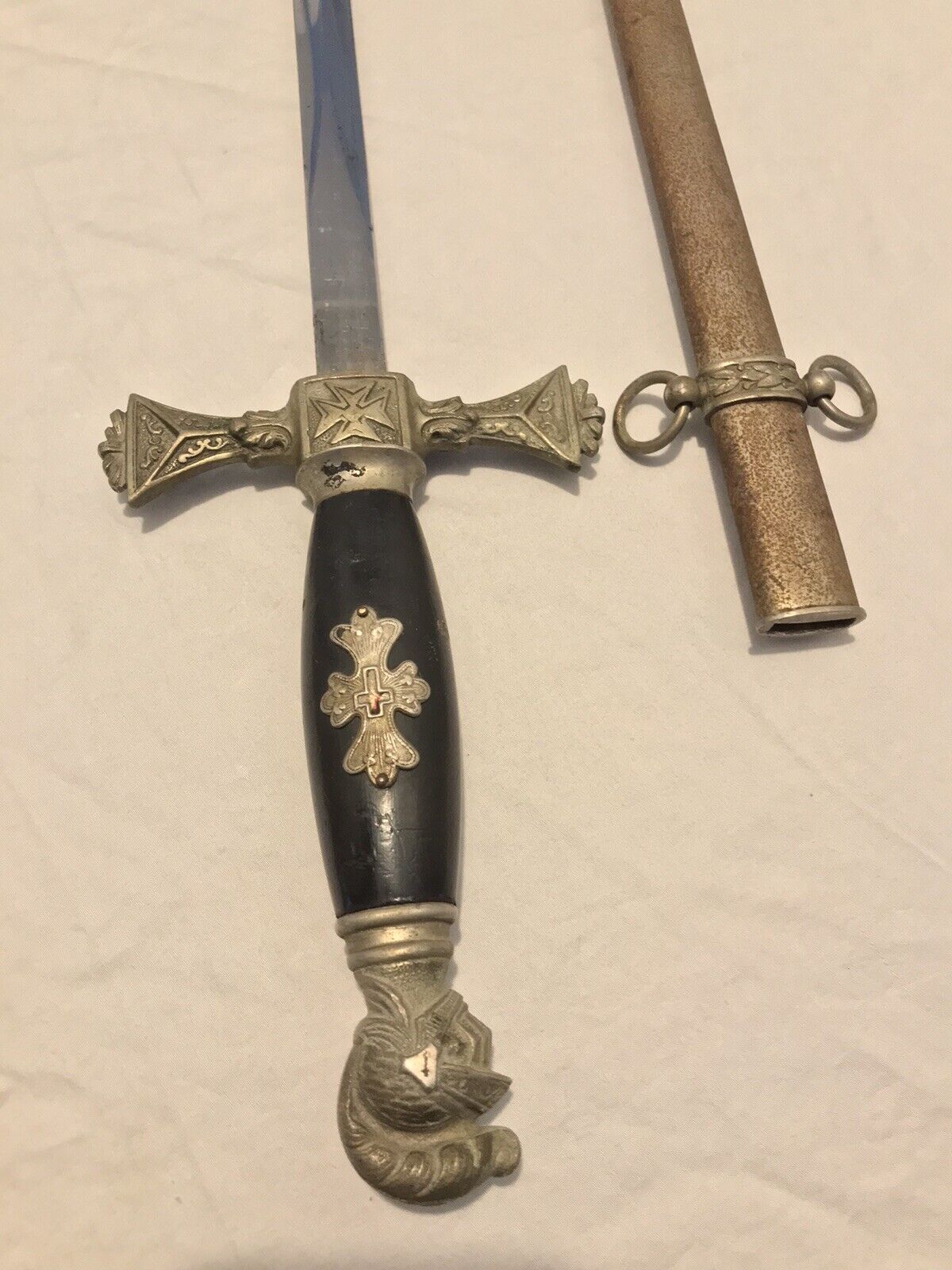 Antique Vintage Masonic Fraternal Knights Templar Ceremonial Sword & Scabbard
