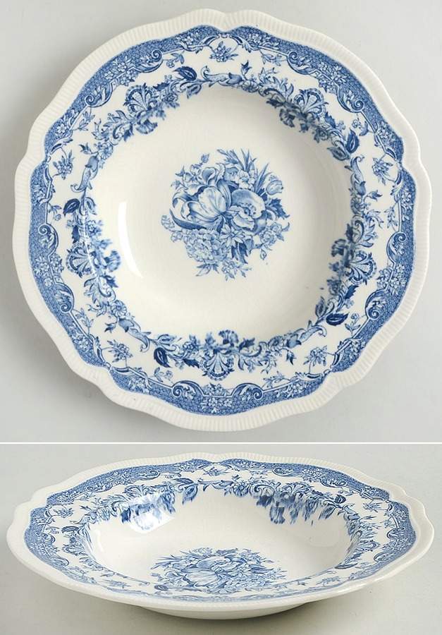 Johnson Brothers Persian Tulip Blue Rimmed Soup Bowl 282677