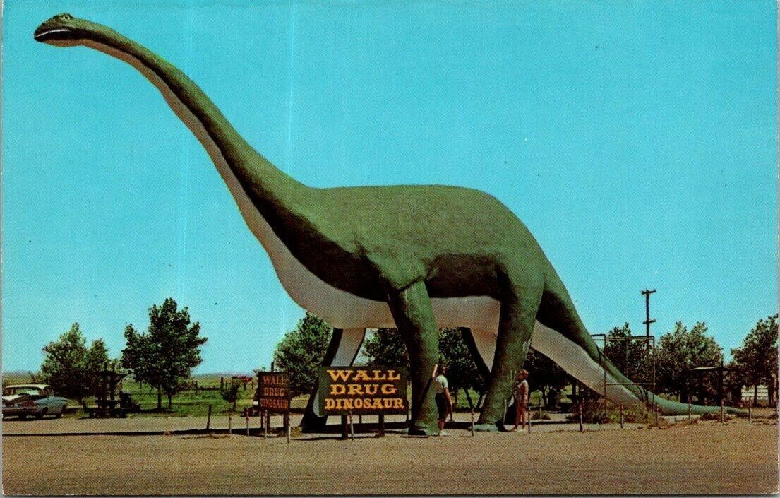 Vintage Wall Drug Dinosaur, Wall South Dakota SD Postcard