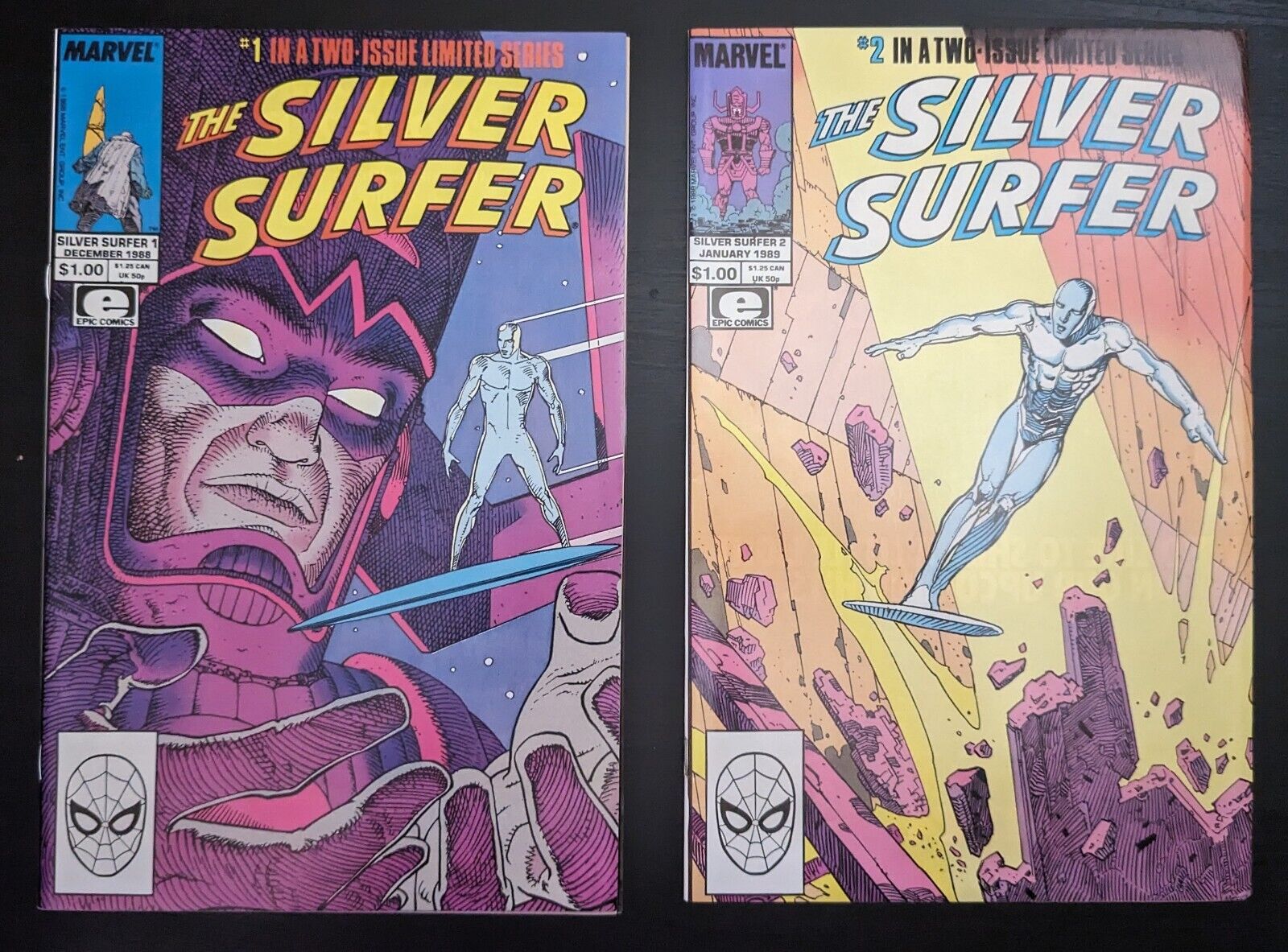 The Silver Surfer #1 & #2 Galactus Marvel Two Issue Limited Series Comics 1988