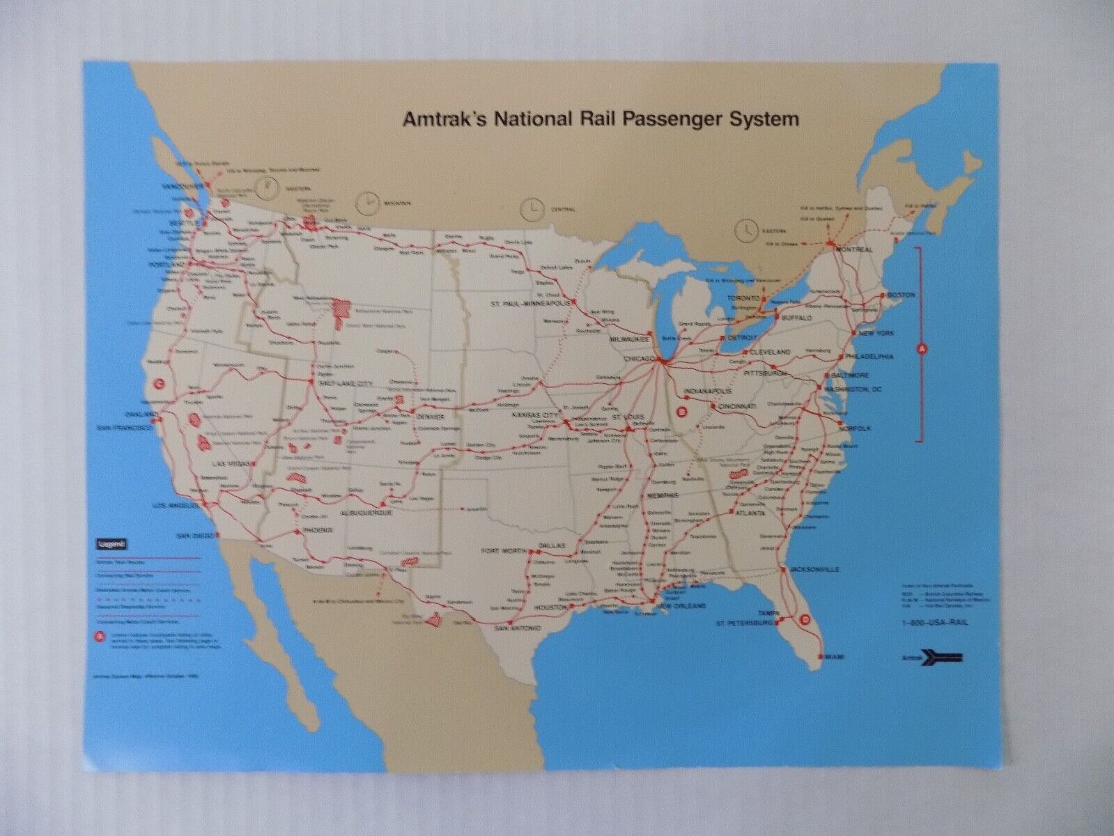 Amtrak Passenger System Route Map October 1986 HTF LAST ONE
