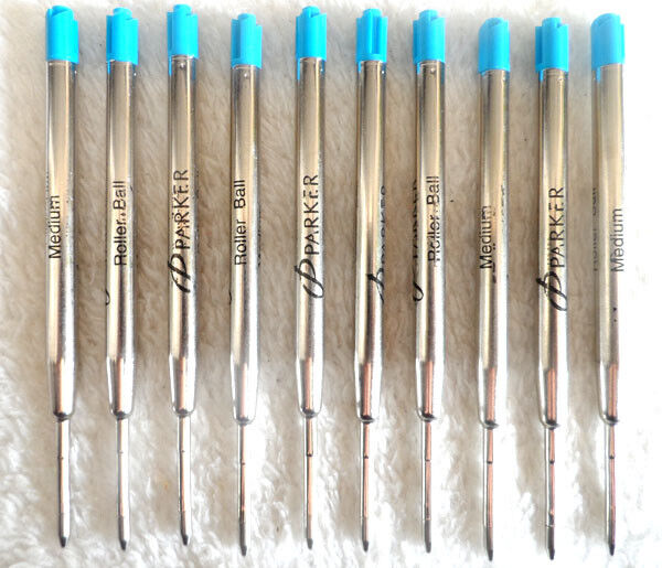 10pc Excellent Parker Blue Ink Refills For Parker Ballpoint Pen F Nib Quick Flow