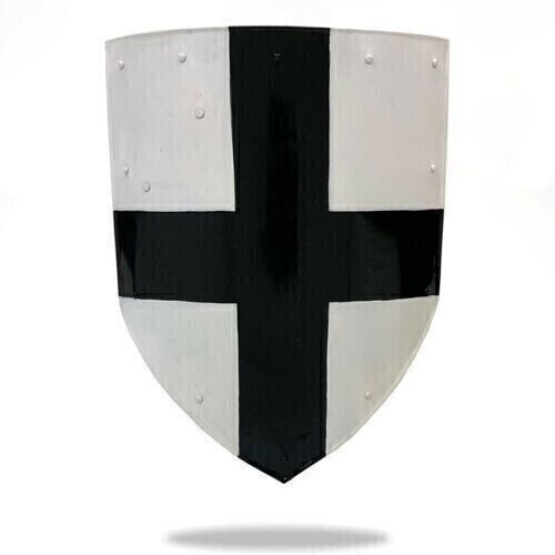 Antique Black Cross 18G Battle Knight Medieval Heater Waster Shield Reenactment