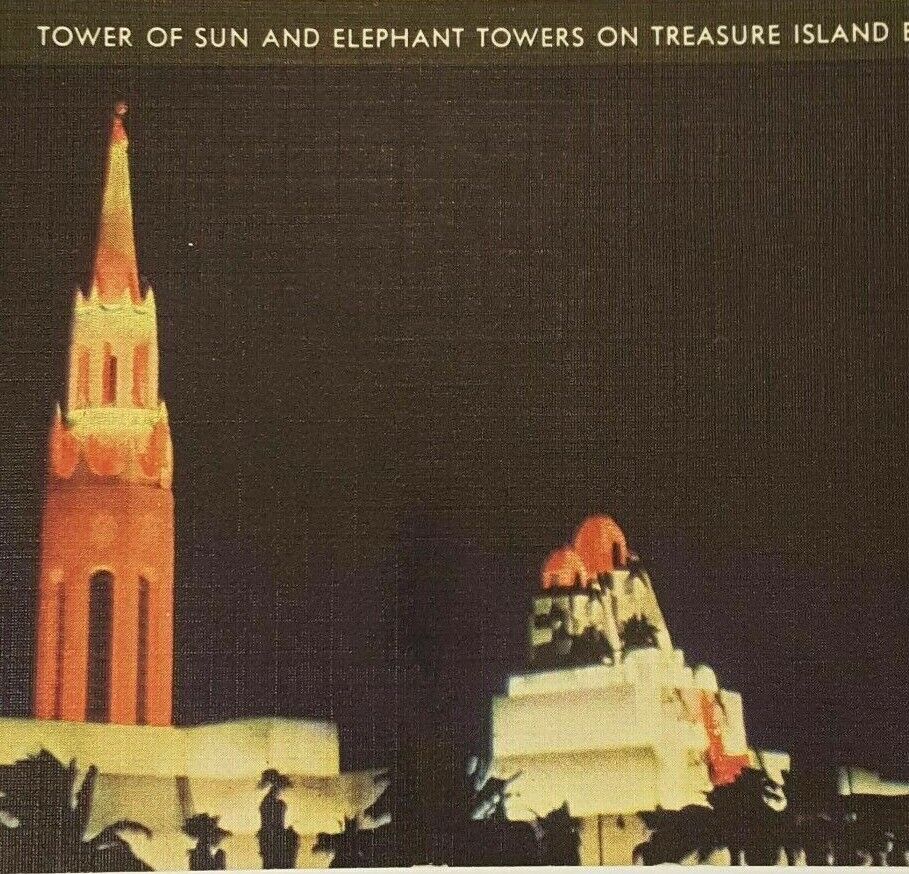 Vintage San Francisco Postcard 1939 Int\'l Expo Tower of the Sun & Elephant Tower