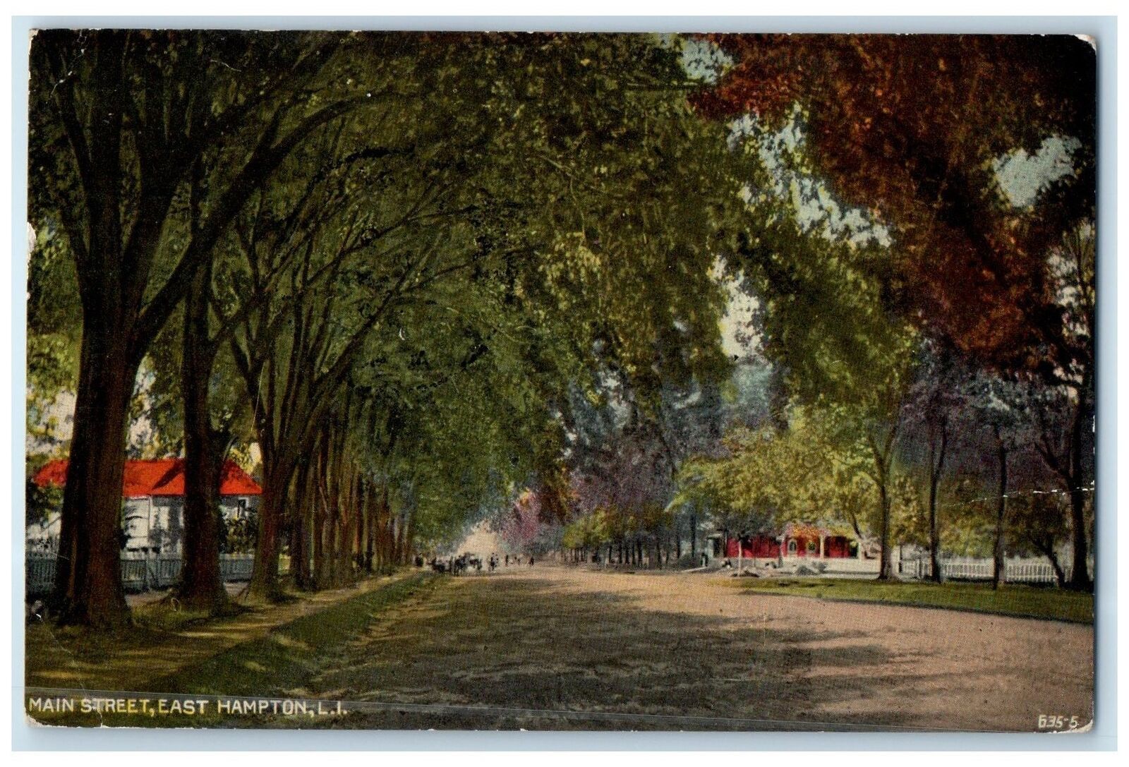 1912 Main Street East Hampton Trees Scene Long Island New York Posted Postcard