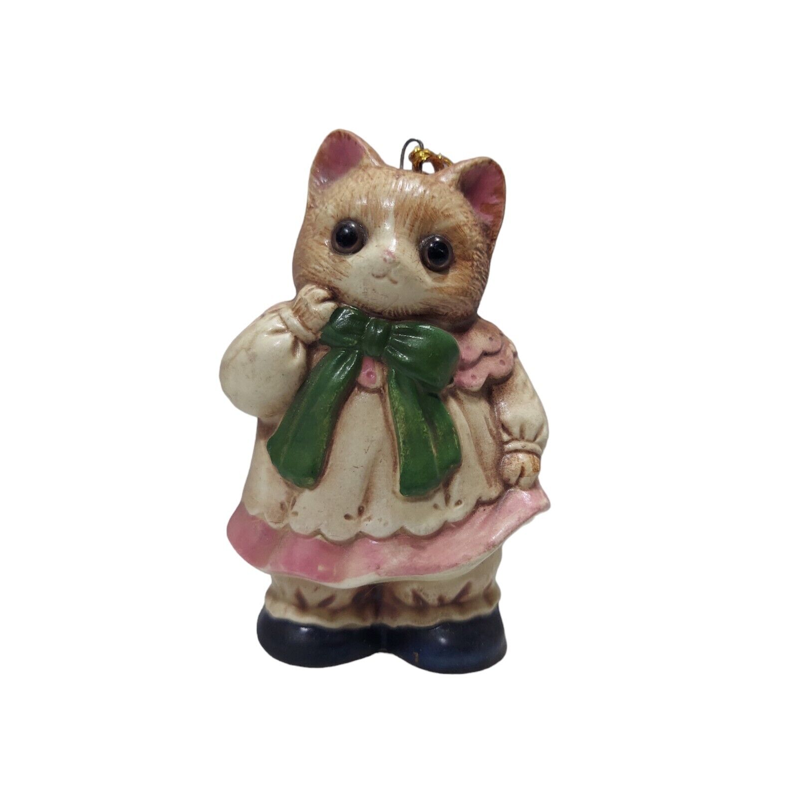 Vintage Porcelain Kitty Cat Kitten In Dress Ornament Made In Japan
