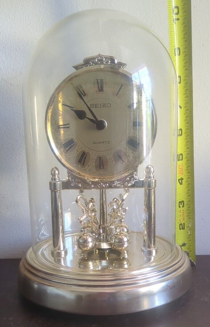 Seiko Quartz 10 “Glass Dome Anniversary Clock Germany Tested Works Perfectly.