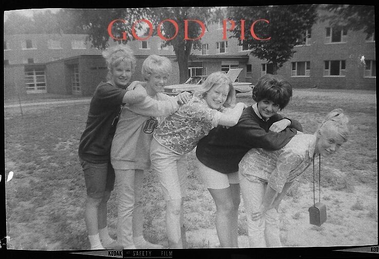#V16 - Vintage Photo Negative - 5 Young Women Being Goofy