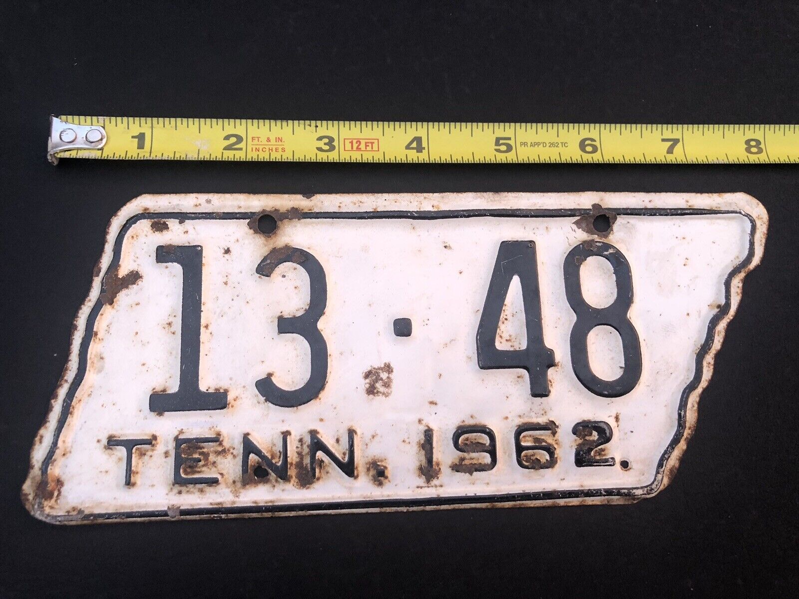1962 Tennessee License Plate Motorcycle 13-48 Gibson County Original