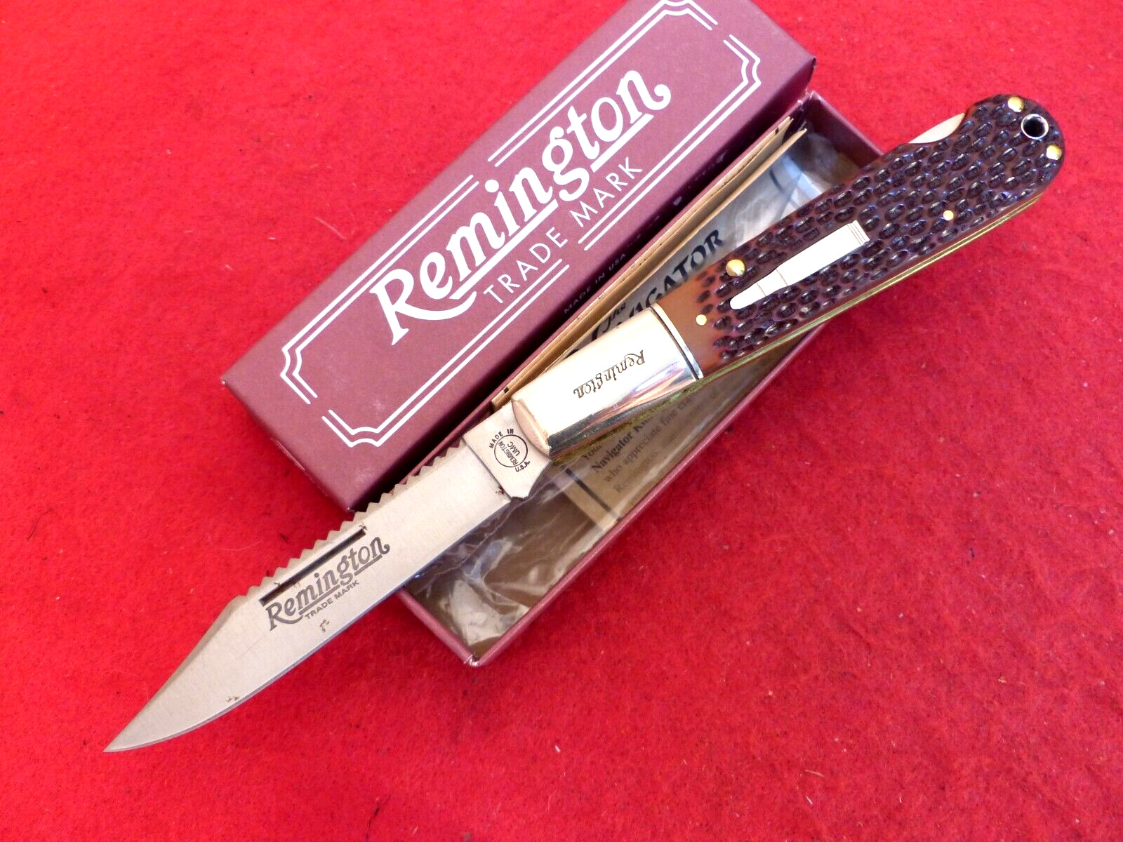 2000 Remington R1630 Navigator USA Bullet Barlow Folding Lockback mint/box Knife