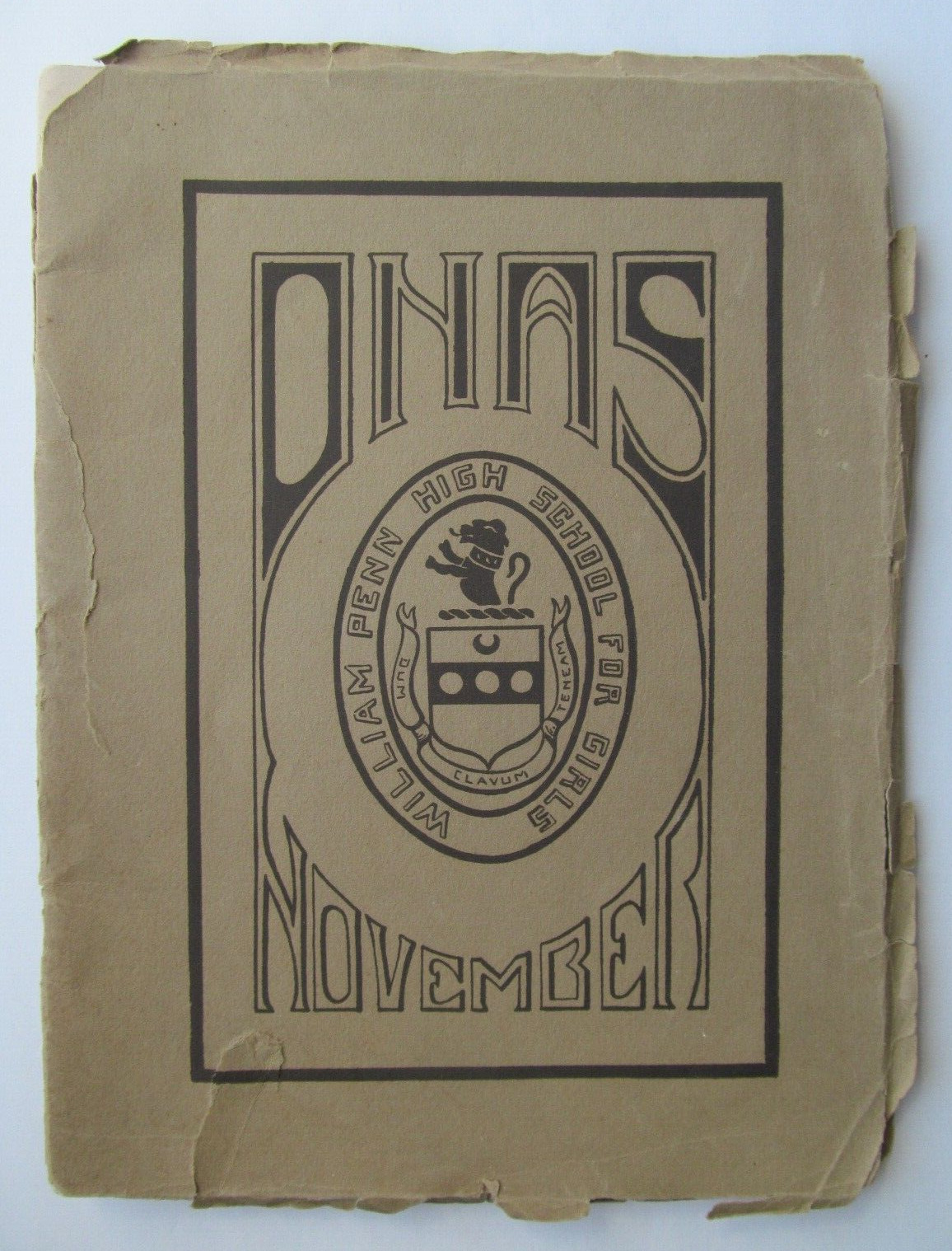 Onas: Wm Penn High School For Girls Student Magazine- November 1913 Philadelphia