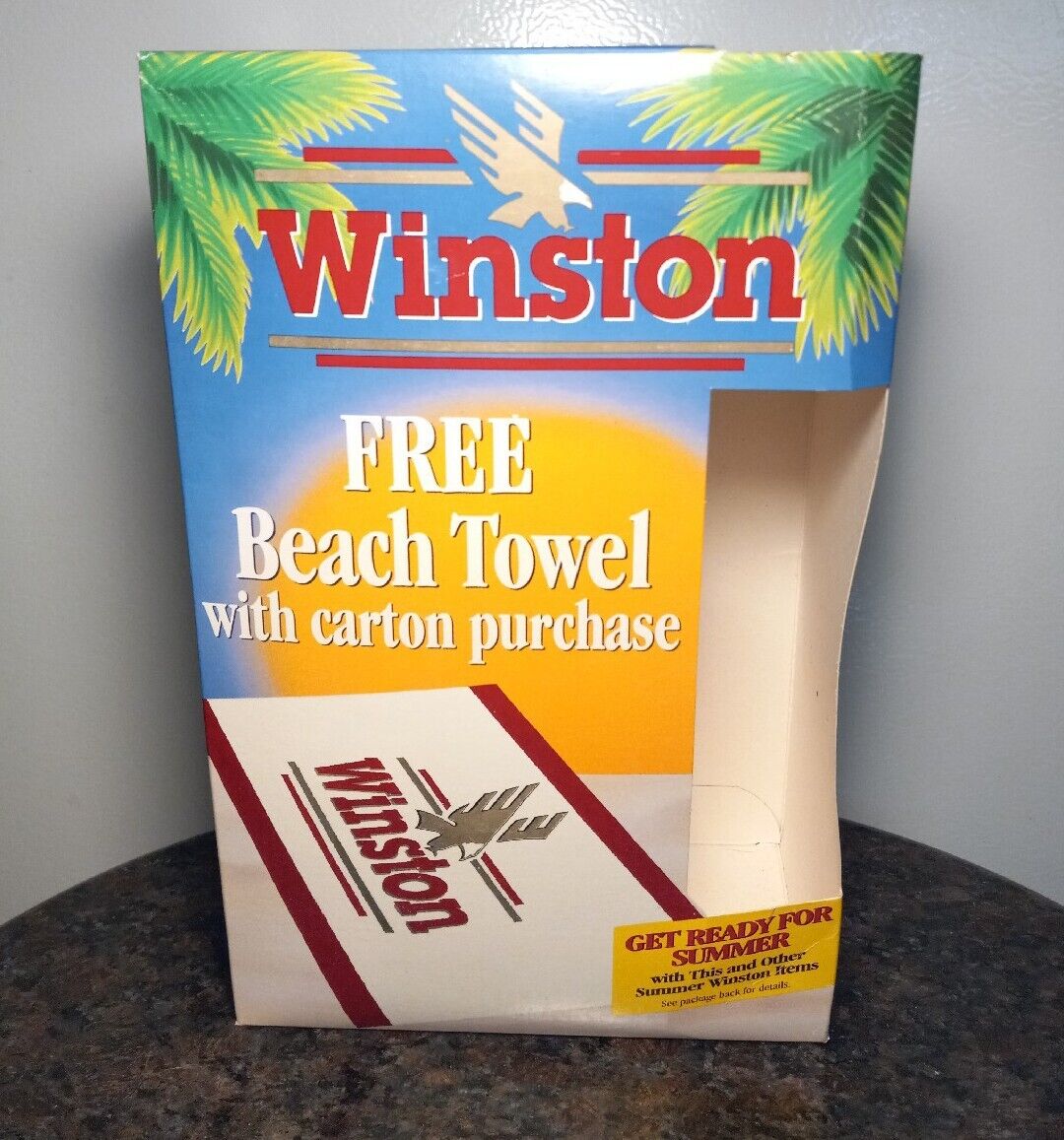 NIB Vintage 1990s RJ Reynolds Winston Cigarettes Advertising Promo Beach Towel