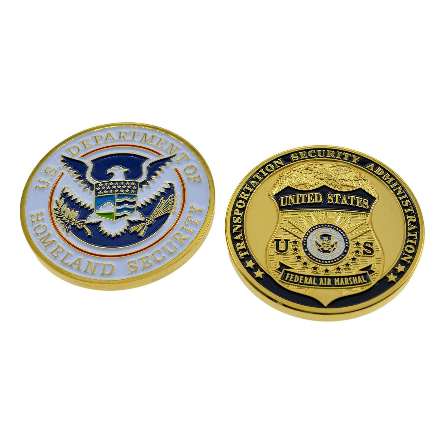 Federal Air Marshal FAMS Challenge Coin Gold Plate with Coin Capsule