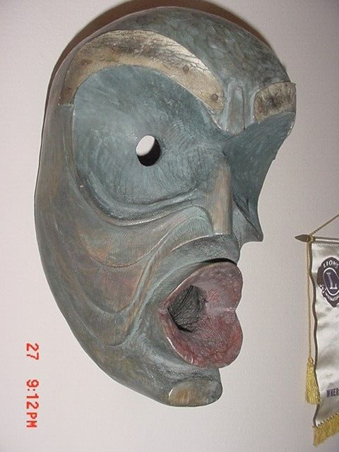 VINTAGE NW COAST MAKAH CARVED MASK WILD MAN OF THE WOODS E. MARCUS WESTBY