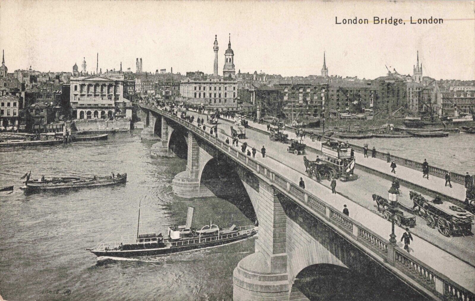 London England UK, London Bridge, River Thames, Vintage Postcard