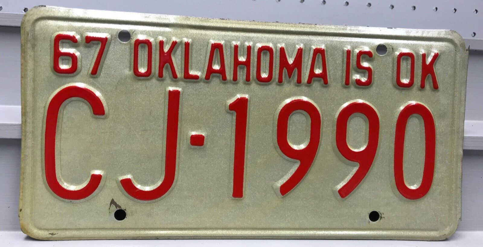 1967 Oklahoma License Plate CJ-1990