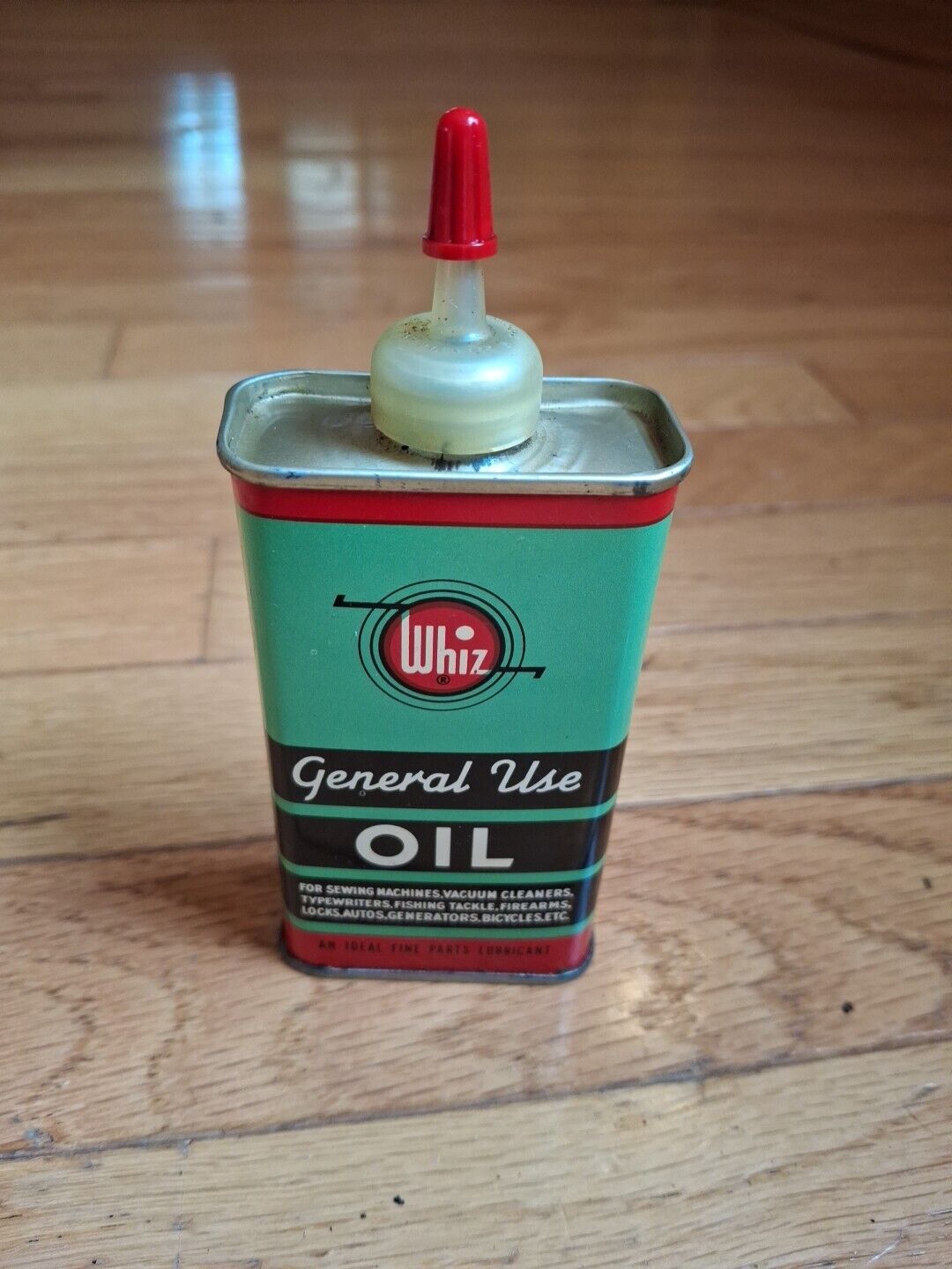 Vintage Whiz Metal General Use Oil Can... Nice Firearms, Bicycle, Sewing Machine