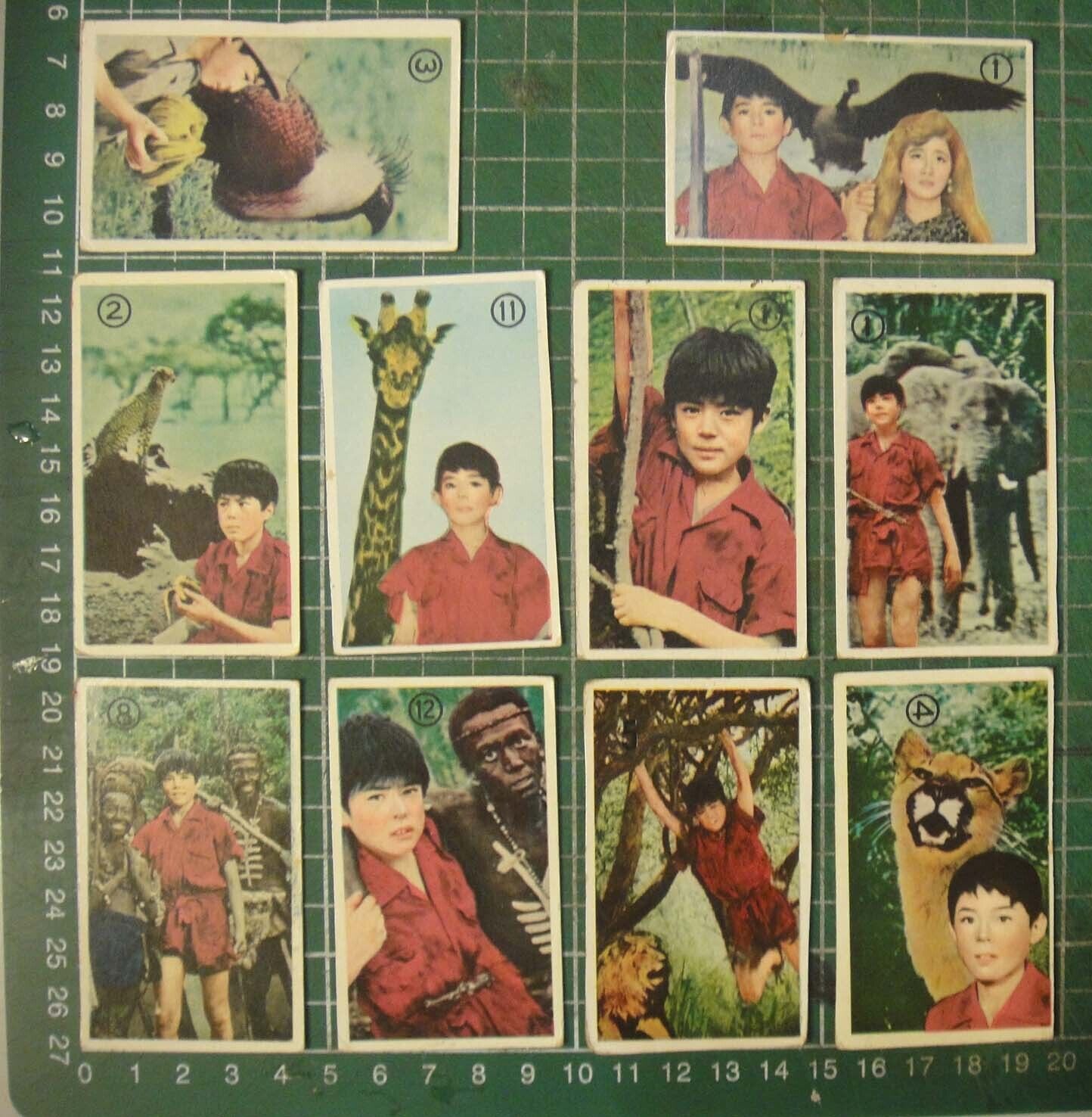 BS1-196) vintage 1960's Japan Menko Trading Cards ~ Kenya Boy (少年ケニヤ) x 10