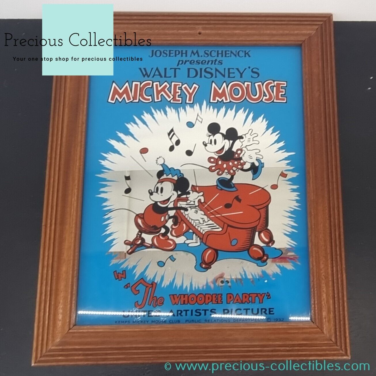 Extremely rare Mickey and Minnie Mouse mirror The whoopee party. Disney mirror