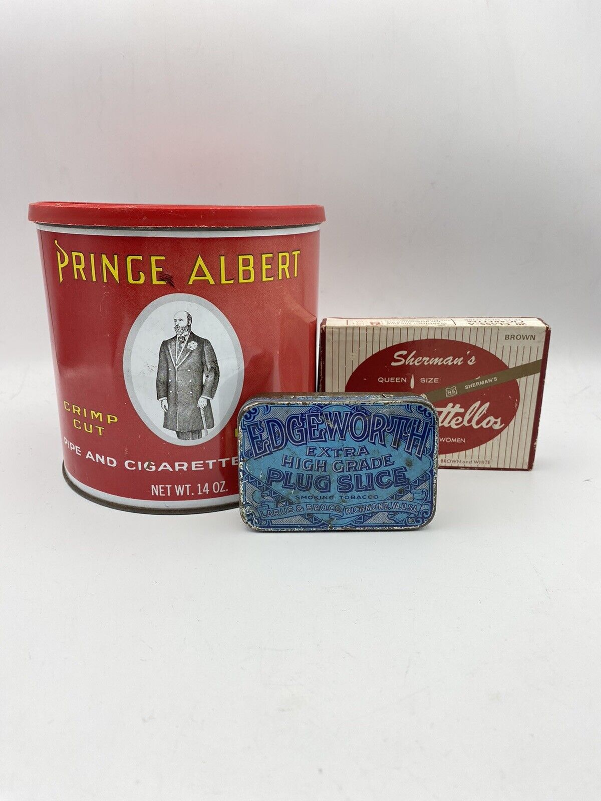 Vintage Tobacco Tins - Edgeworth Prince Albert Nat Sherman Red Cigarette Chew