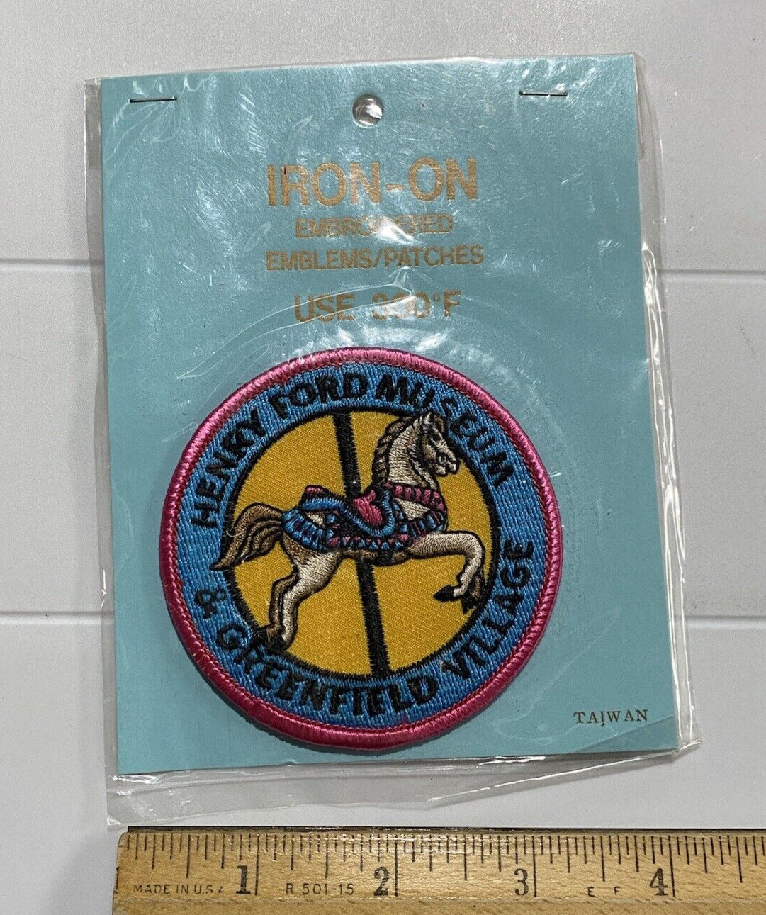 NIP Henry Ford Museum Greenfield Village Carousel Horse Round Iron-on Patch