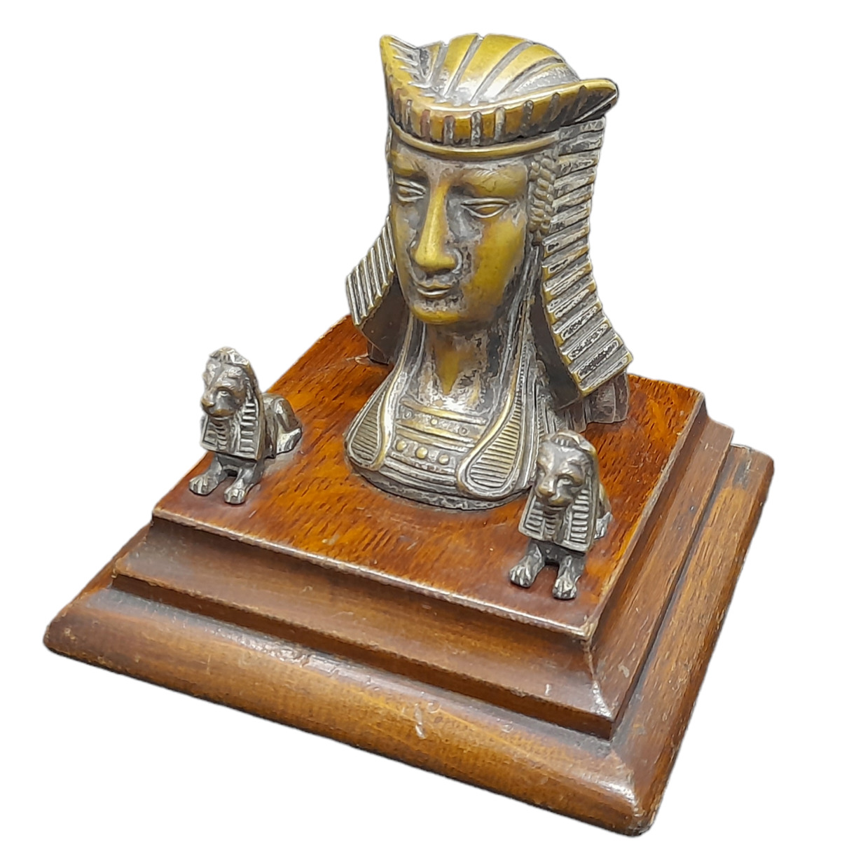 Rare Vintage 1920's Art-Deco Bronze Egyptian Style Desk Inkwell/Pen Holder